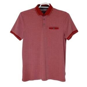 Ted Baker London Red Orange Copper Button Down Polo Shirt 6